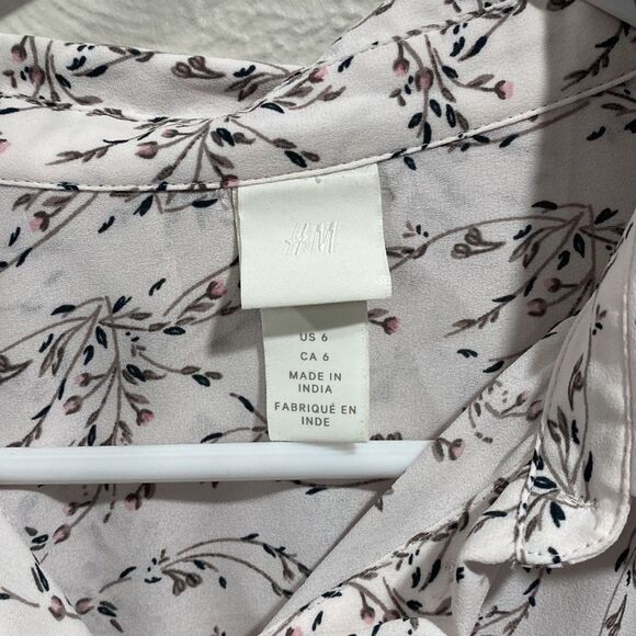 H&M WOMENS LONG SLEEVE FLORAL BLOUSE Size 6 - Picture 2 of 5